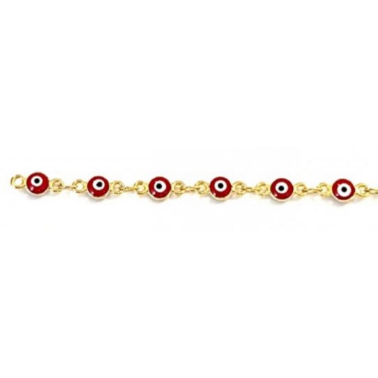 Chaine laiton dor  l'or fin avec perles-Mauvaise oeil par 20cm