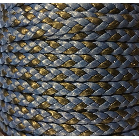 CUIR DE CHVRE TRESSE PLAT BICOLORE 5MM