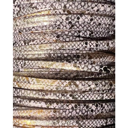 Cuir de chvre 2mm  imprim reflet dor et daim, NOUVELLE COULEUR