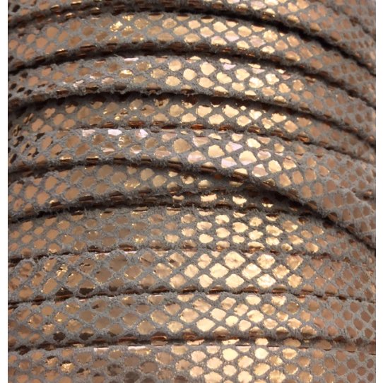 Cuir de chvre 5mm mtallis motif serpent 