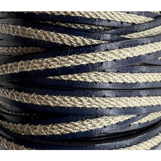 Cuir de veau avec lin cousu 10mm-fte des pres