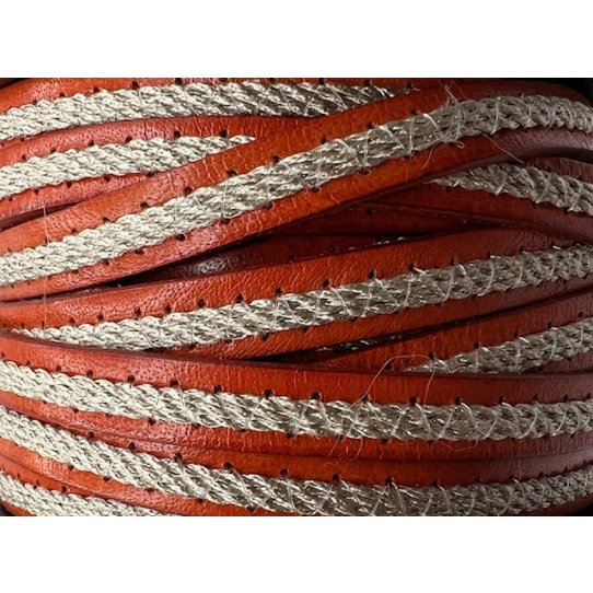 Cuir de veau avec lin cousu 10mm-fte des pres