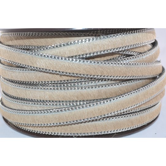 Cuir de veau avec motif  ou unis avec chaine  10mm