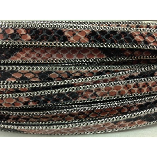 CUIR MOTIF ANACONDA AVEC CHAINE 10MM-nouvelle couleur