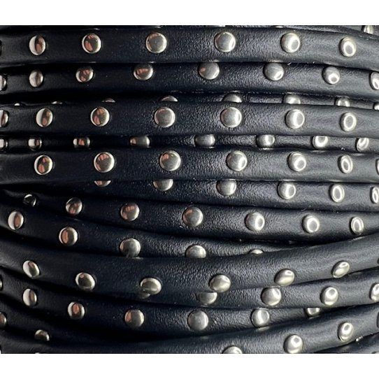 Cuir rond cousu et clout 5 mm , en chvre