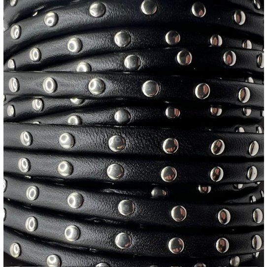 Cuir rond cousu et clout 5 mm , en chvre
