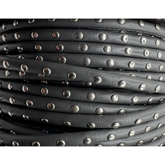 Cuir rond cousu et clout 5 mm , en chvre