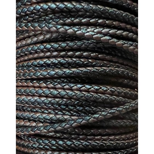 Cuir tress rond 3mm en bicolore-nouvelles couleurs