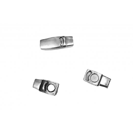 Fermoir aimant 3mm en tain plaqu argent avec SECURITE