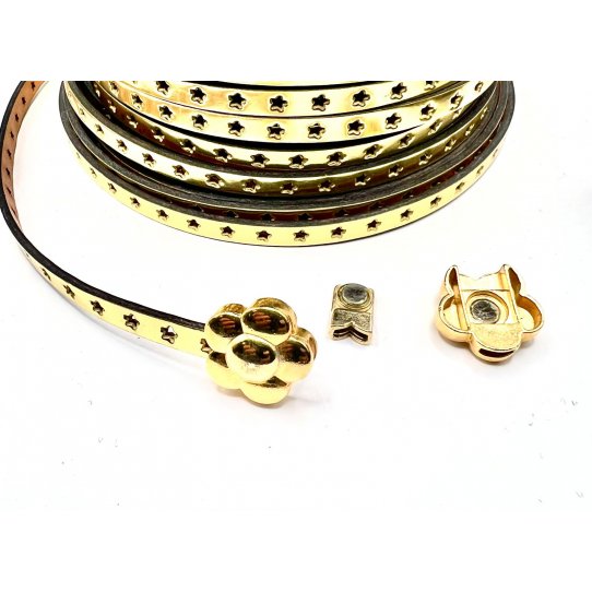 Fermoir aimant en tain en forme de fleur pour cuir 5-6mm