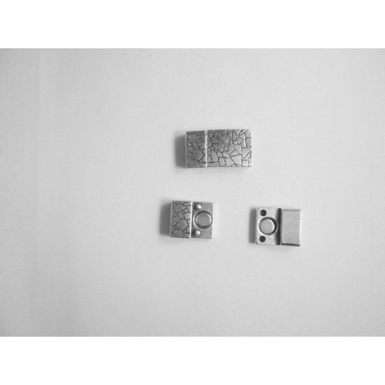 Fermoir aimanté en étain motif craquelé pour cuir plat 10mm