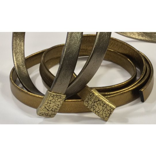 Fermoir aimanté en étain motif craquelé pour cuir plat 10mm