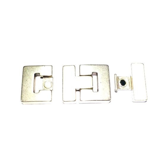 Fermoir aimant en zamac plaqu argent pour cuir 25mm