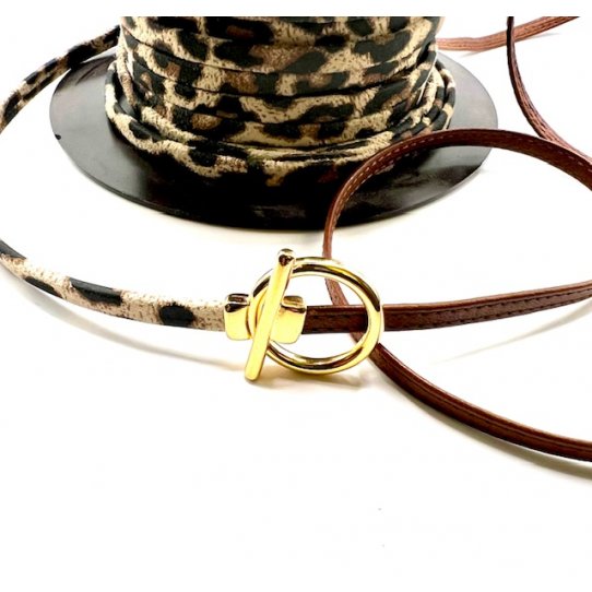 Fermoir T pour cuir plat 5mm