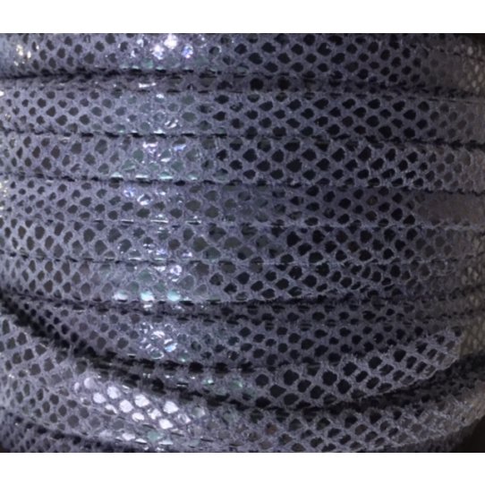 Goat leather 5mm metallic snake pattern