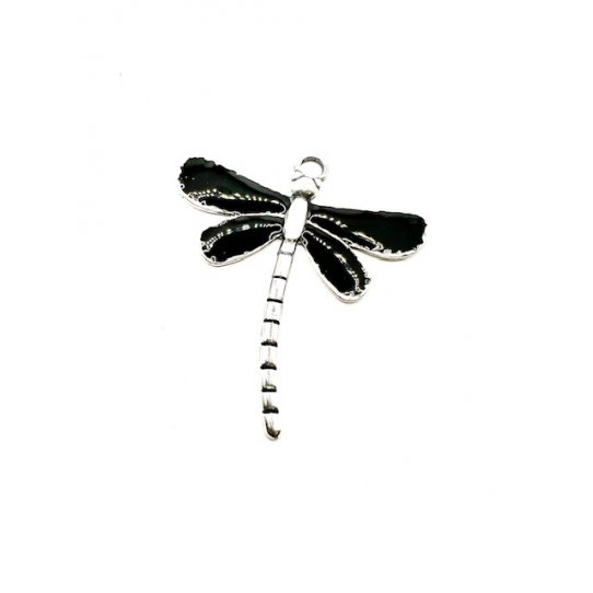 Grande libellule en pendant pour sautoir EMAILLE 79.50 x 71.60 mm