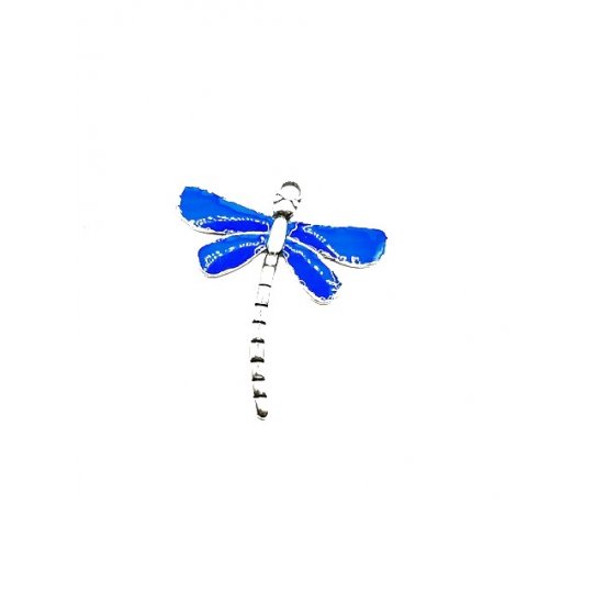Grande libellule en pendant pour sautoir EMAILLE 79.50 x 71.60 mm