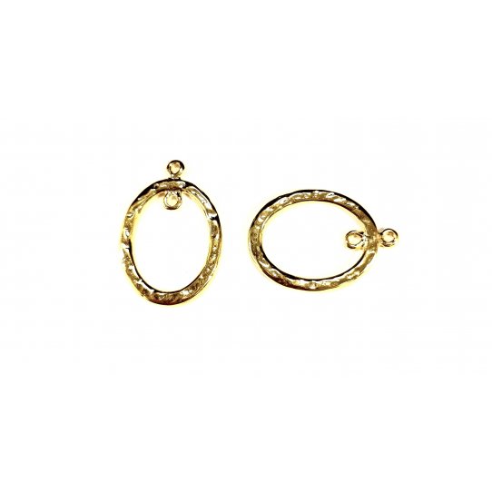 hammered oval medal with ring