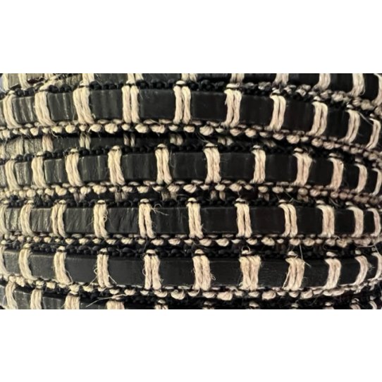 Leather macrame style with beige thread