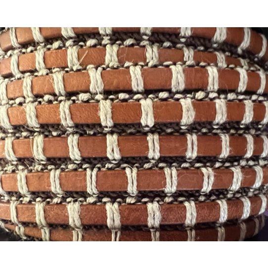 Leather macrame style with beige thread
