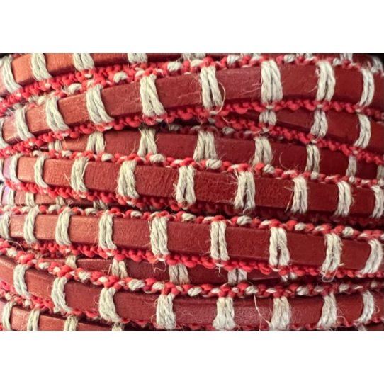 Leather macrame style with beige thread