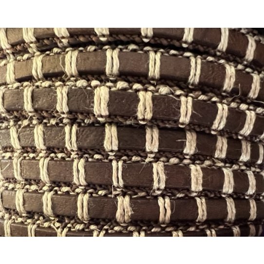 Leather macrame style with beige thread
