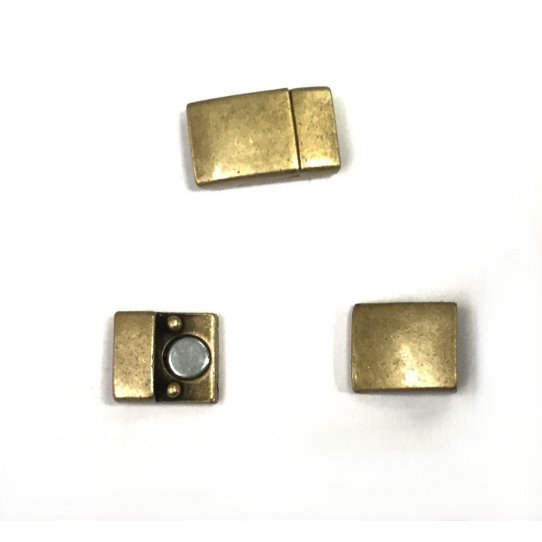 Long pewter magnetic clasp for leather 10mm flat