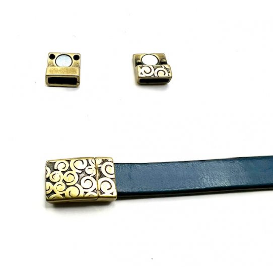Magnetic clasp 10mm pewter spiral pattern