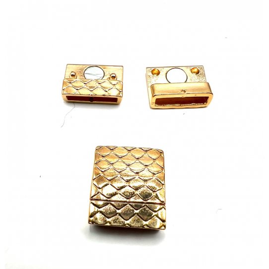 Magnetic clasp 15mm in pewter snake pattern