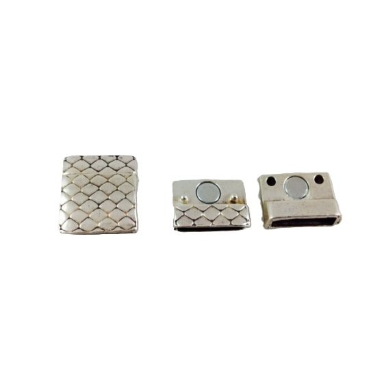 Magnetic clasp 15mm in pewter snake pattern