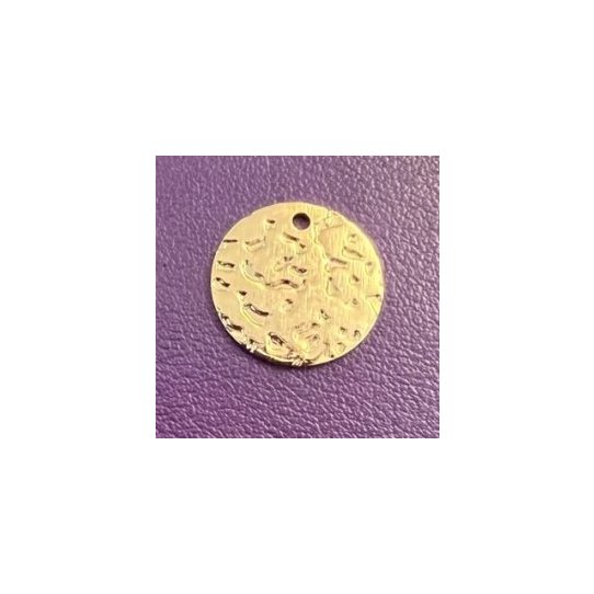 Mdaille martele en laiton dor  l'or fin 24carat , 16mm ou argent vif