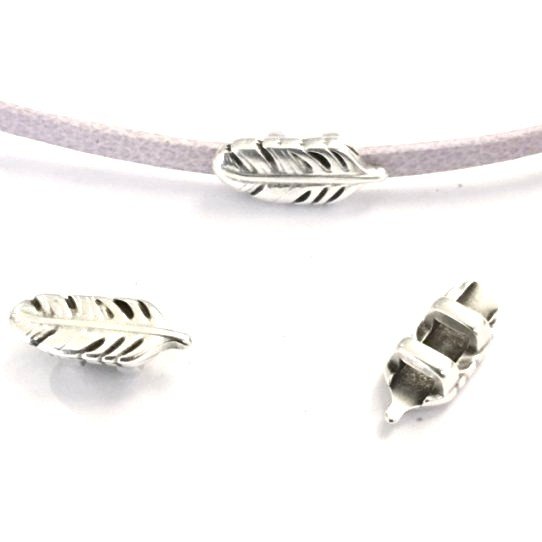 Passant plume pour cuir 3mm plat en argent ou dor