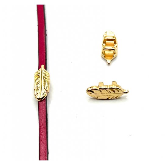 Passant plume pour cuir 3mm plat en argent ou dor