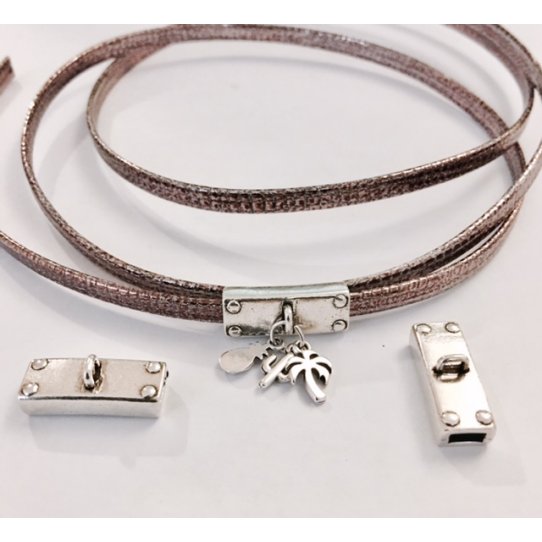 Passant pour cuir 5mm, en étain plaqué argent