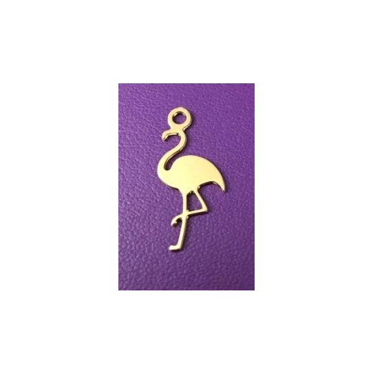 Pendant - brass plated little flamingo in France
