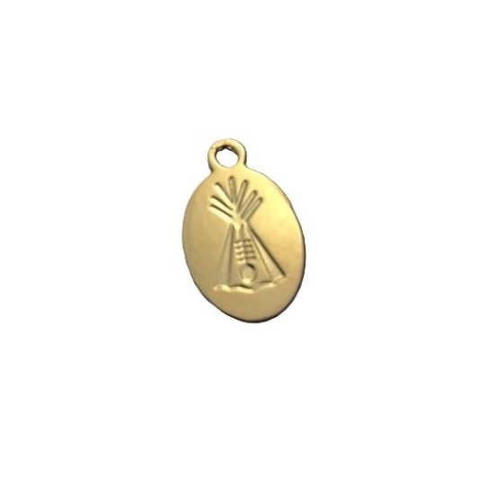 Pendant - tepee brass plated silver or gold