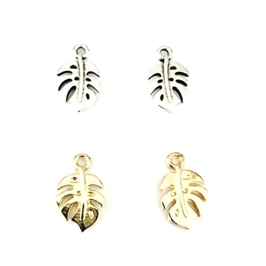 Petits pendants de feuille de monstera 15mm-argent-or-or rose