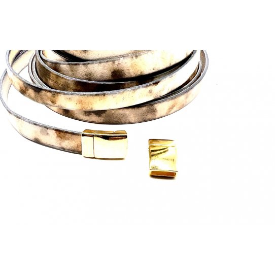 Pewter magnetic clasp for flat leather 10 mm short smooth