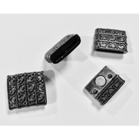 Pewter magnetic clasp for leather 15 mm