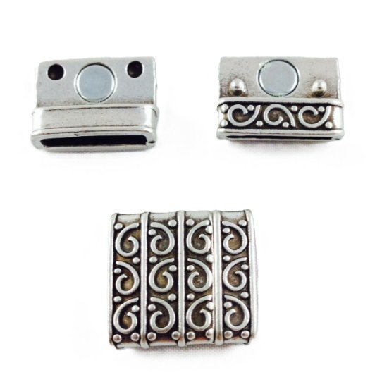 Pewter magnetic clasp for leather 15 mm