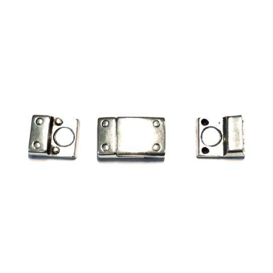 Pewter magnetic clasp with 4 studds for flat leather 10mm