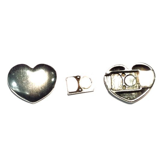 Pewter smooth heart magnetic clasp for leather 5 mm