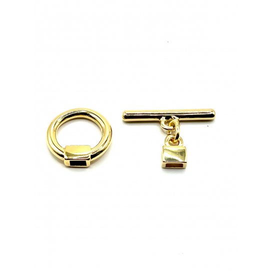 Toggle clasp for flat leather 5mm, silver or antic silver