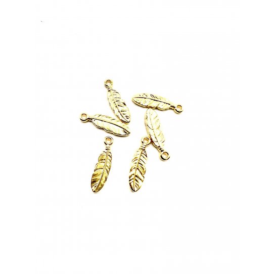 Toutes petites plumes argent vif , arg antique et dor 18.2x4.8mm
