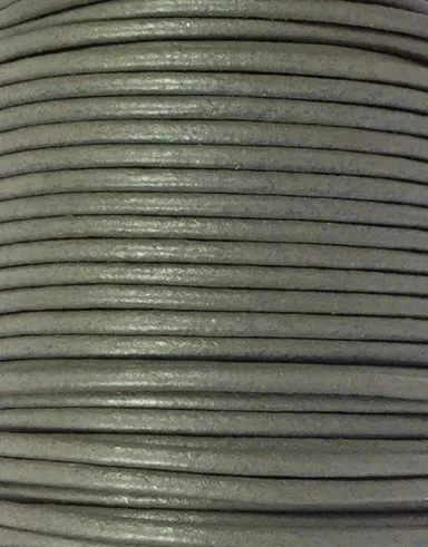 Cuir rond 2 mm couleurs pastel et métallisées - Gris