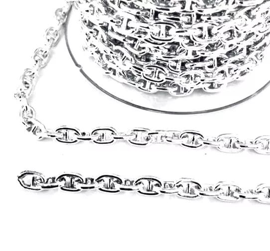Chaine maille marine 8.9 x 5.1mm, plaqué argent 10 microns en France