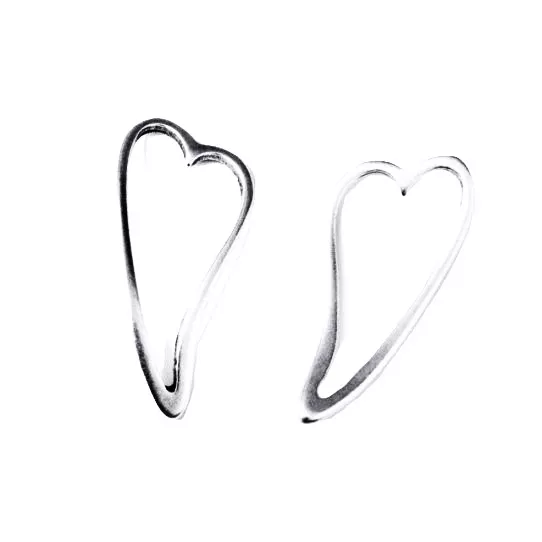 Cœur stylisé ondulé en pendant ou en intercalaire, 39.50 x 18 mm