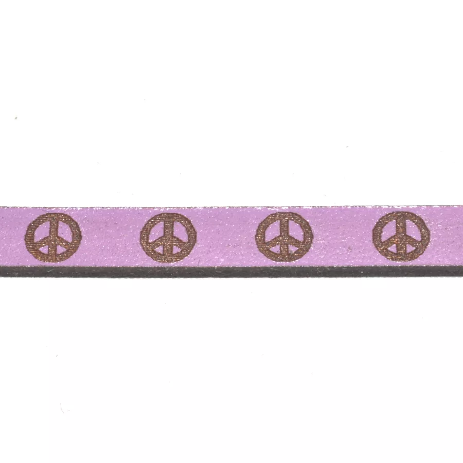 Cuir coupé et écrit au laser 5 mm peace and love - Lilas