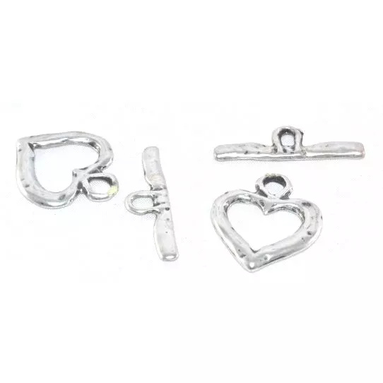 Fermoir T en forme de coeur en zamac