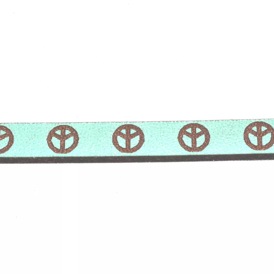 Cuir coupé et écrit au laser 5 mm peace and love - Vert d'eau